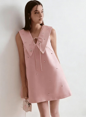 越南小众法式娃娃领连衣裙女夏季新款气质名媛背心裙生日礼服裙子