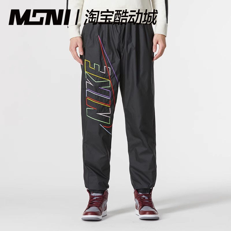 Nike/耐克炫彩logo宽松透气跑步收口梭织男运动长裤 DX0622-010