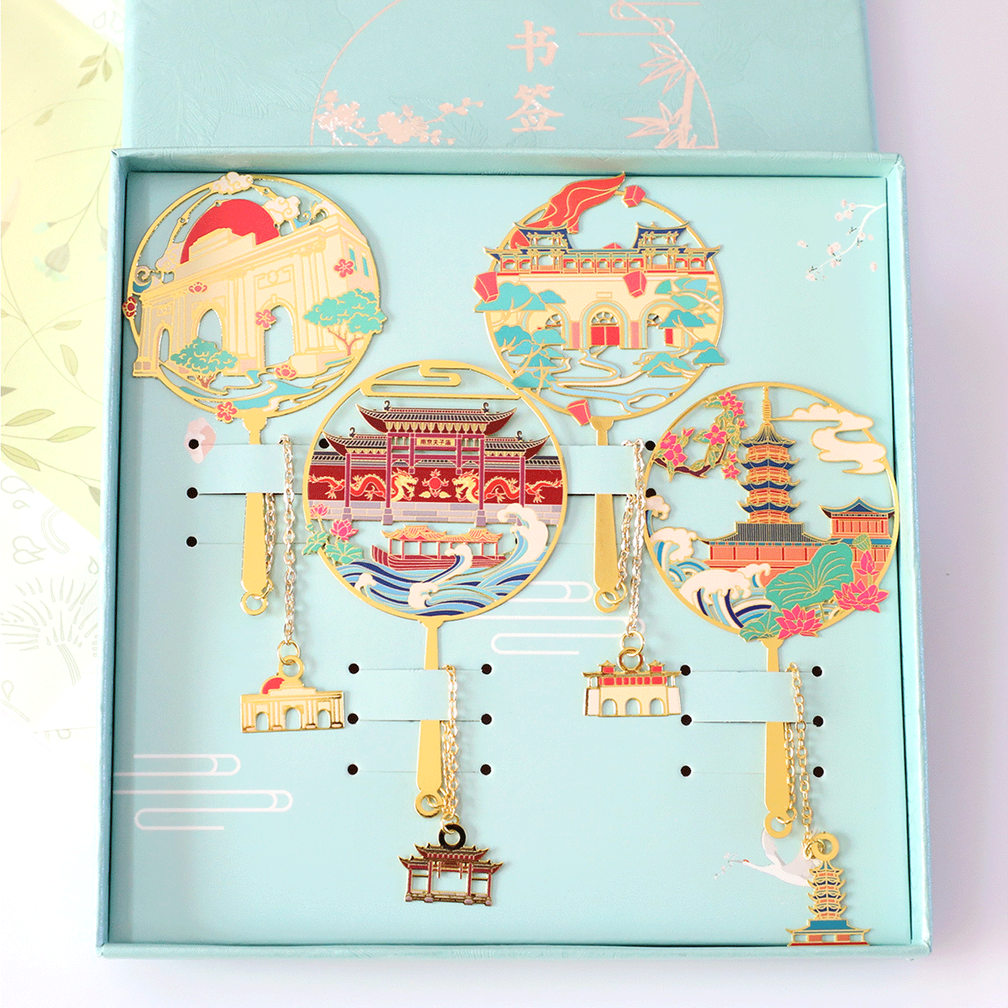 （有版权）南京特色旅游夫子庙玄武湖中国风金属刻字书签文创礼品