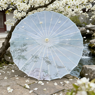 素雅水墨风山水画旅游拍照景区纪念品绸布油纸伞走秀舞蹈道具伞