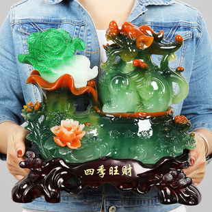 皮丘貔貅摆件玉白菜招财聚财百财如意客厅酒柜店铺装 饰品开业礼品