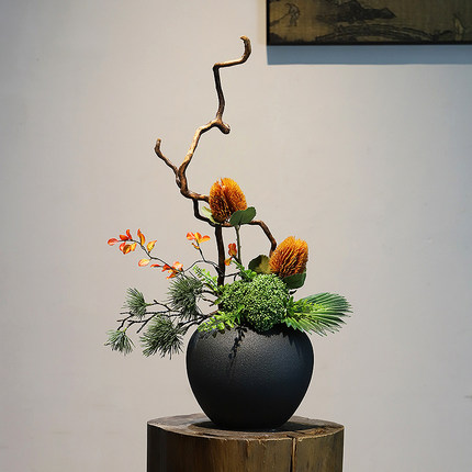 陶瓷花瓶装饰品摆件花艺枯枝花器简约现代 新中式禅意客厅侘寂风
