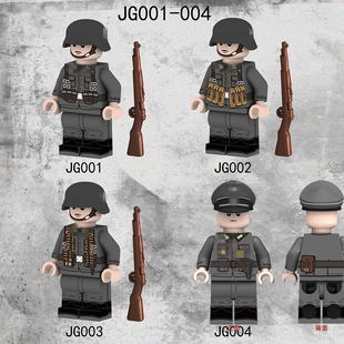 二次大战睿智德国防军士兵积木人仔小颗粒益智拼装积木人四面印刷