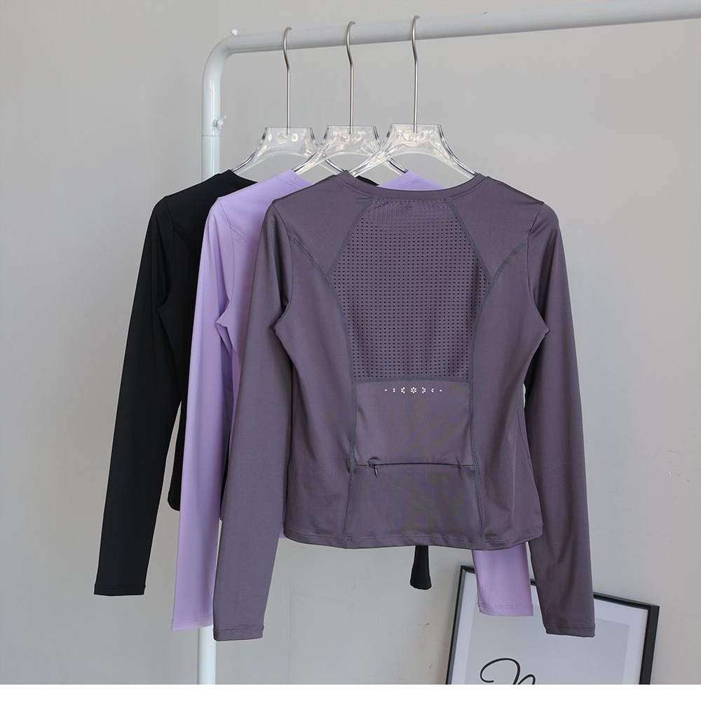 速干运动套装女春秋网孔透气长袖