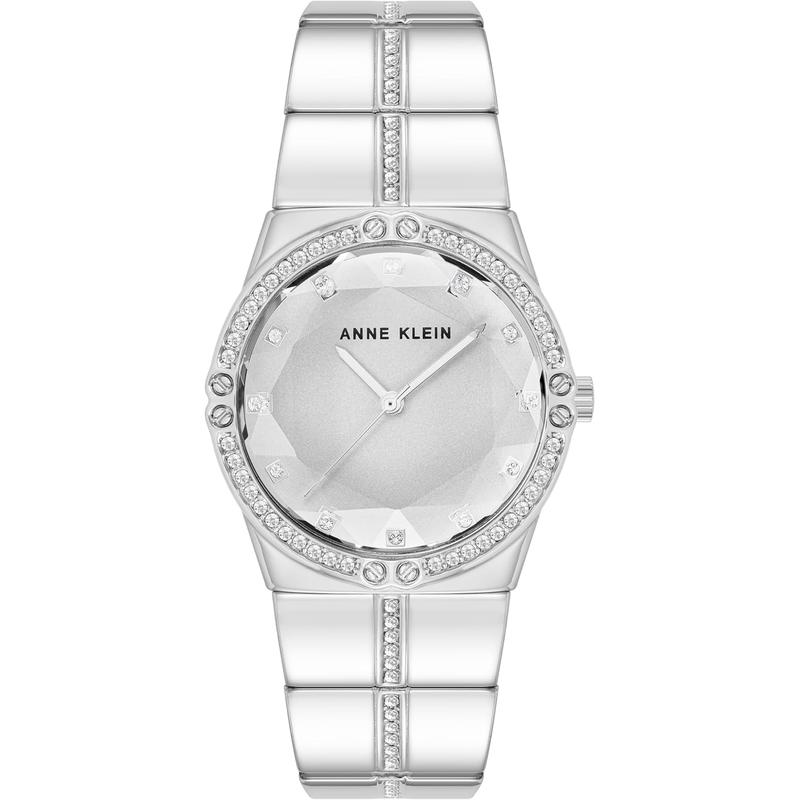 ANNE KLEIN安妮克莱因女士腕表夜光计时防刮走时准金属钢带镶钻