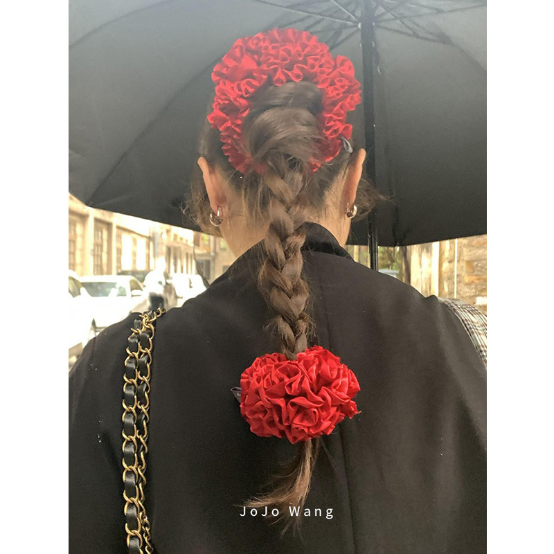 mona同款~三用！立体肠圈发圈头饰女发绳发饰花边头绳韩国头花边