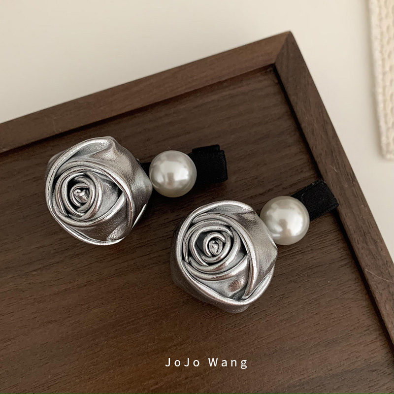 银系花朵边夹~对夹发夹女刘海夹