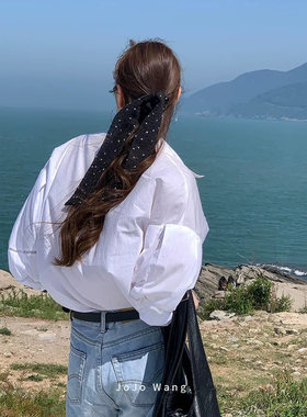 南韩碎花~黑系发圈女飘带发饰