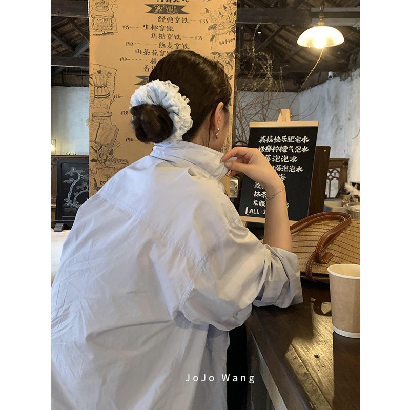 降温蓝色~清爽朵气质大肠发圈女扎头发饰高级感洋气韩国时尚头绳