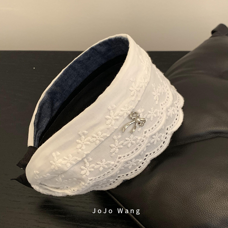 高级显好的蕾丝宽发箍~牛仔头箍发饰头饰女外出洗脸简约发卡韩国