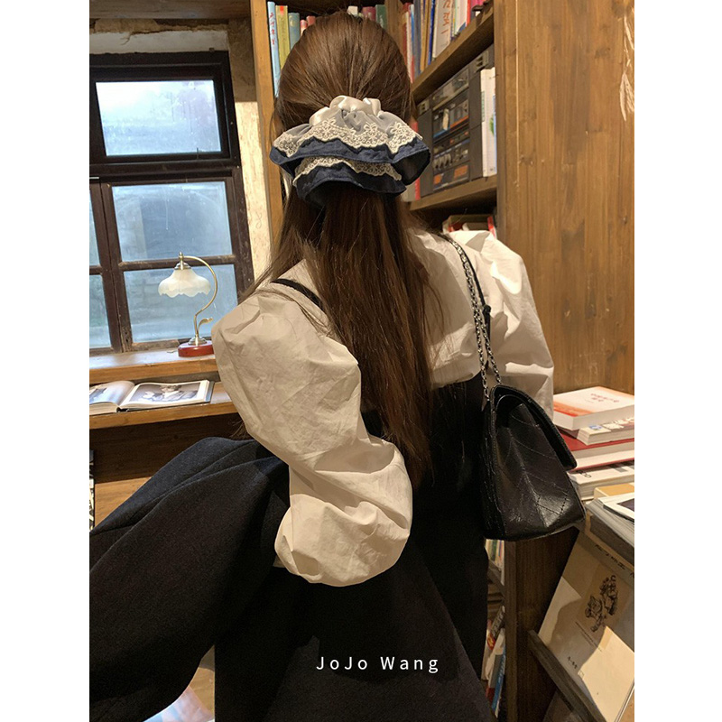 jojowang水洗牛仔~蕾丝大肠发圈