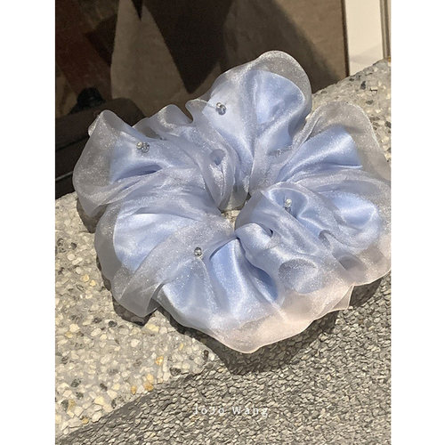 清凉一抹蓝~欧根纱气质发圈女