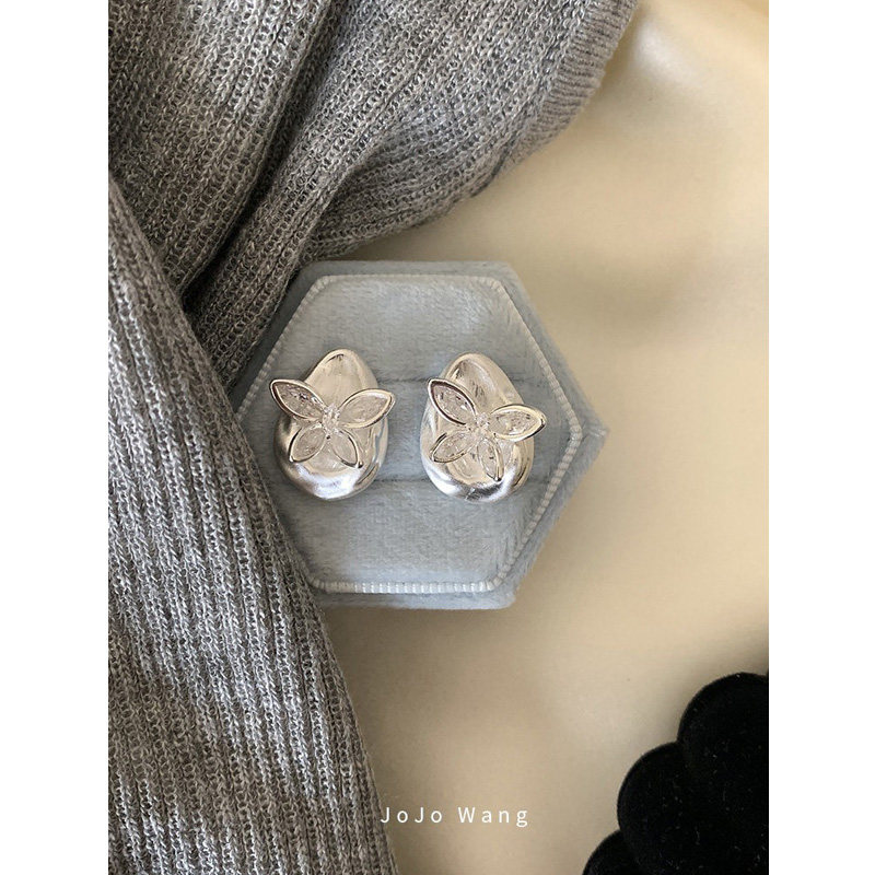 拉丝银质感~水滴蝴蝶925银针耳环防过敏小众百搭耳钉新年耳饰品