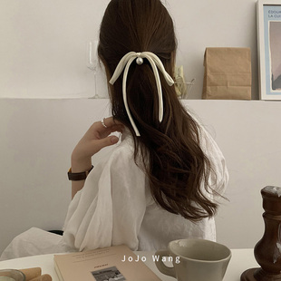 高级的细长飘~蝴蝶结发圈头饰高弹扎头发发饰后脑勺盘发头绳韩国