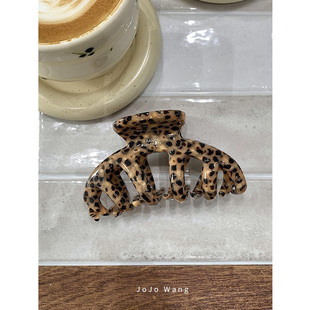 超能夹~焦斑豹点大抓夹简约发抓高级发夹气质韩国发饰头饰鲨鱼夹