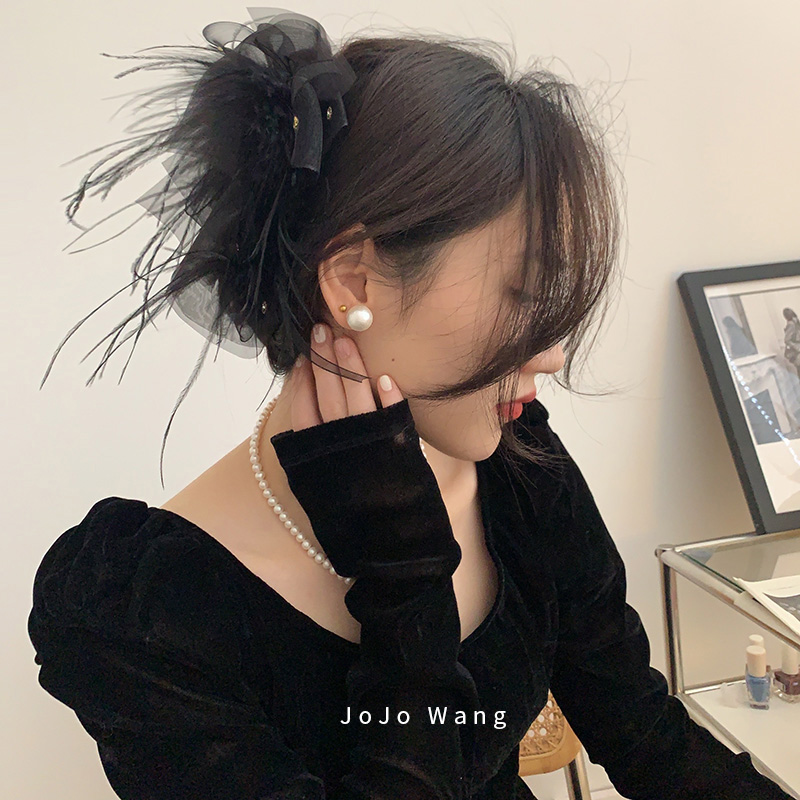 纯欲氛围感~黑蝴蝶结精致发抓