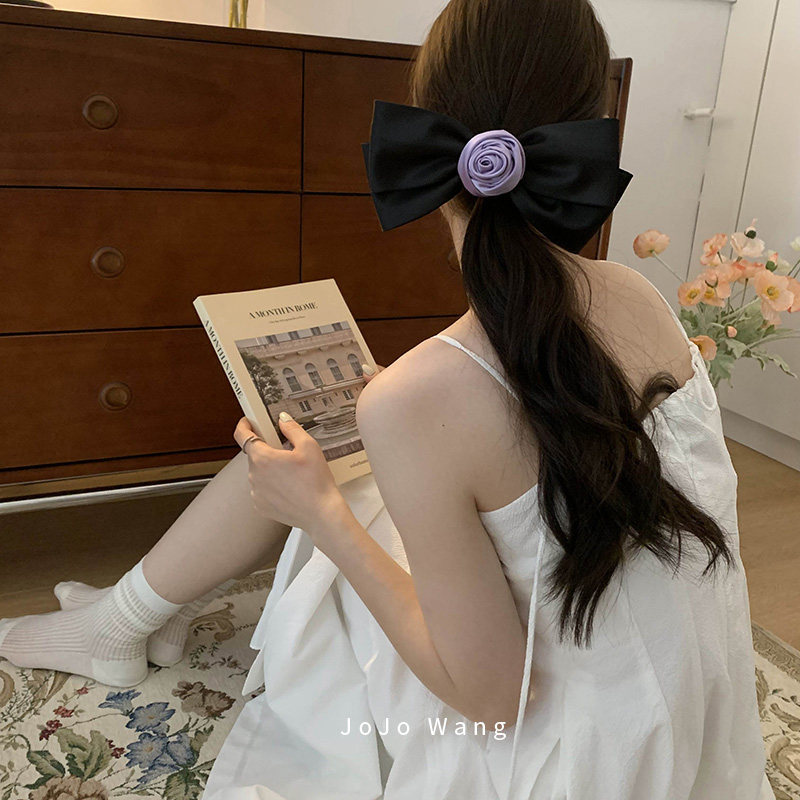 高级！玫瑰蝴蝶结发夹女头饰