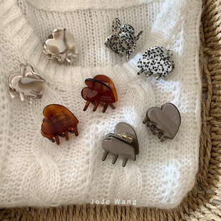 奶咖爱心对夹~醋酸韩国简约发夹侧边碎发半扎夹子后脑勺2025新款