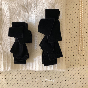 秋冬基操~丝绒马尾夹香蕉夹韩国简约发夹半扎夹子黑色女发饰新款