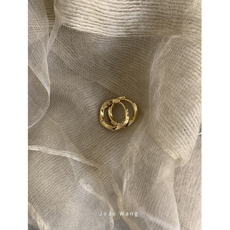 优雅小chic~扭扭金色小耳环925银针耳钉防过敏小众百搭耳饰品耳环
