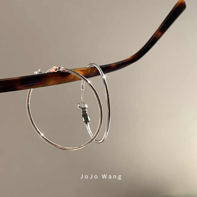 合适的大小~银色耳圈925银针防过敏小众百搭极简新年耳饰品大耳环