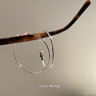 合适的大小~银色耳圈925银针防过敏小众百搭极简新年耳饰品大耳环