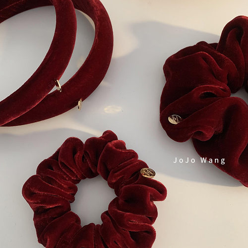 鸽血红高级真丝桑蚕丝绒发箍发圈