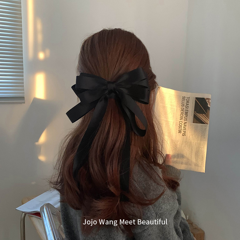 温暖了岁月的大蝴蝶结法式黑色高级发夹韩国发饰新款后脑勺头饰