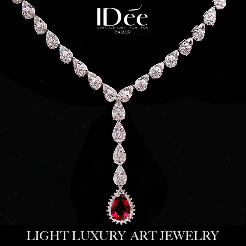 法国IDee心相悦宝石项链女秋冬小众时尚宴会婚礼吊坠饰品配饰礼品