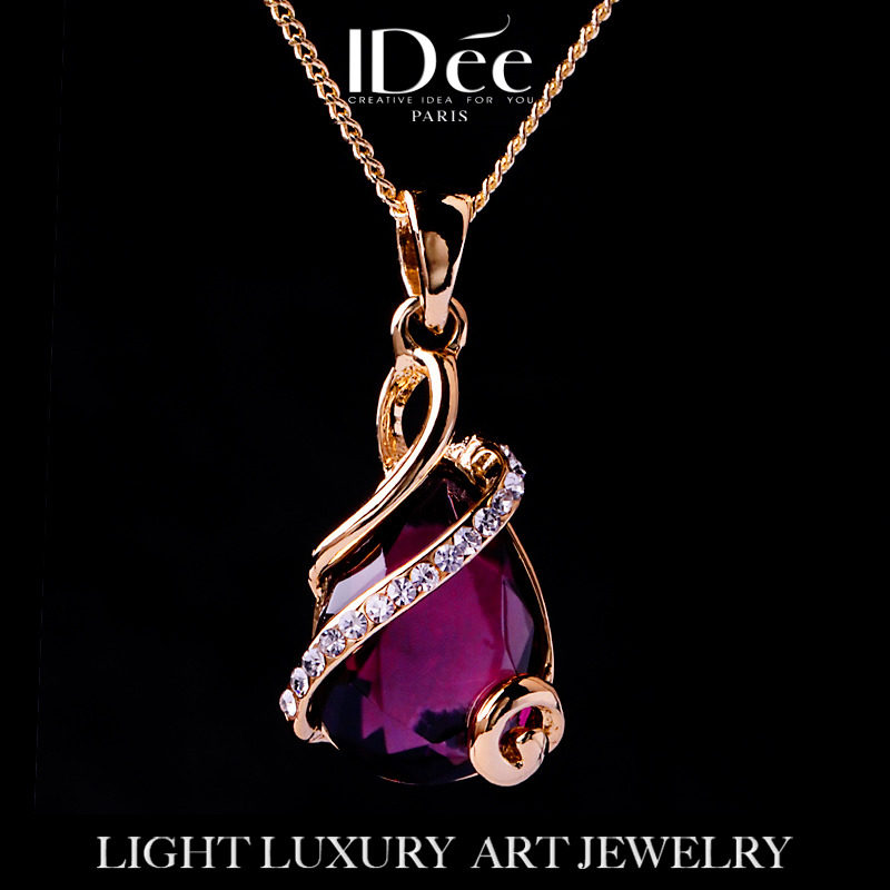 法国IDee紫水晶音符项链女吊坠锁骨宝石18K金色饰品秋冬轻奢小众