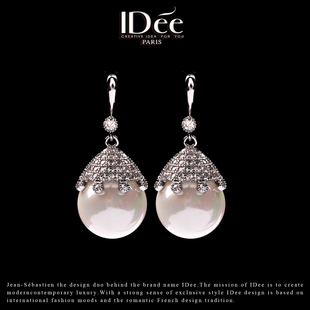 法国IDee银色曦露系列耳坠女潮牌耳钉轻奢小众设计宴会珍珠配饰品