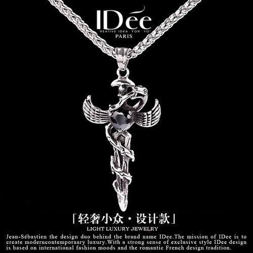 潮男法国idee灵蛇吊坠项链