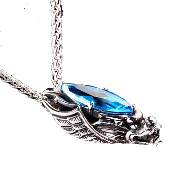 法国IDee魔眼龙头项链男百搭吊坠个性嘻哈潮牌本命年蓝宝石饰品