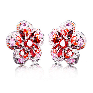 法国IDee桃花耳钉女潮流镶气质粉春夏耳饰品小众设计感粉宝石饰品