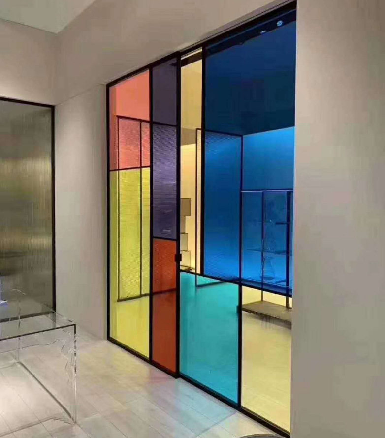 透明彩色玻璃双层钢化渐变色夹胶武汉厂家定做夹丝夹层客厅阳光房