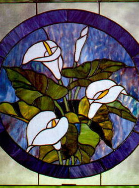 Tiffany工艺术玻璃玄关隔断帝凡尼吊顶桌面地中海蓝色 方圆马蹄莲