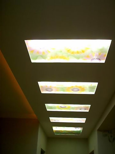 定制零破损钢化雕刻工艺术玻璃走廊吊顶天花灯罩个性小尺寸向日葵