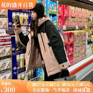 冲锋衣加厚兔毛绒内里派克棉服3083P215K308 连帽工装 现货