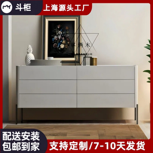 新品 抽屉斗柜定制 餐边柜意式 极简玄关柜钢琴烤漆餐边柜储物柜个性