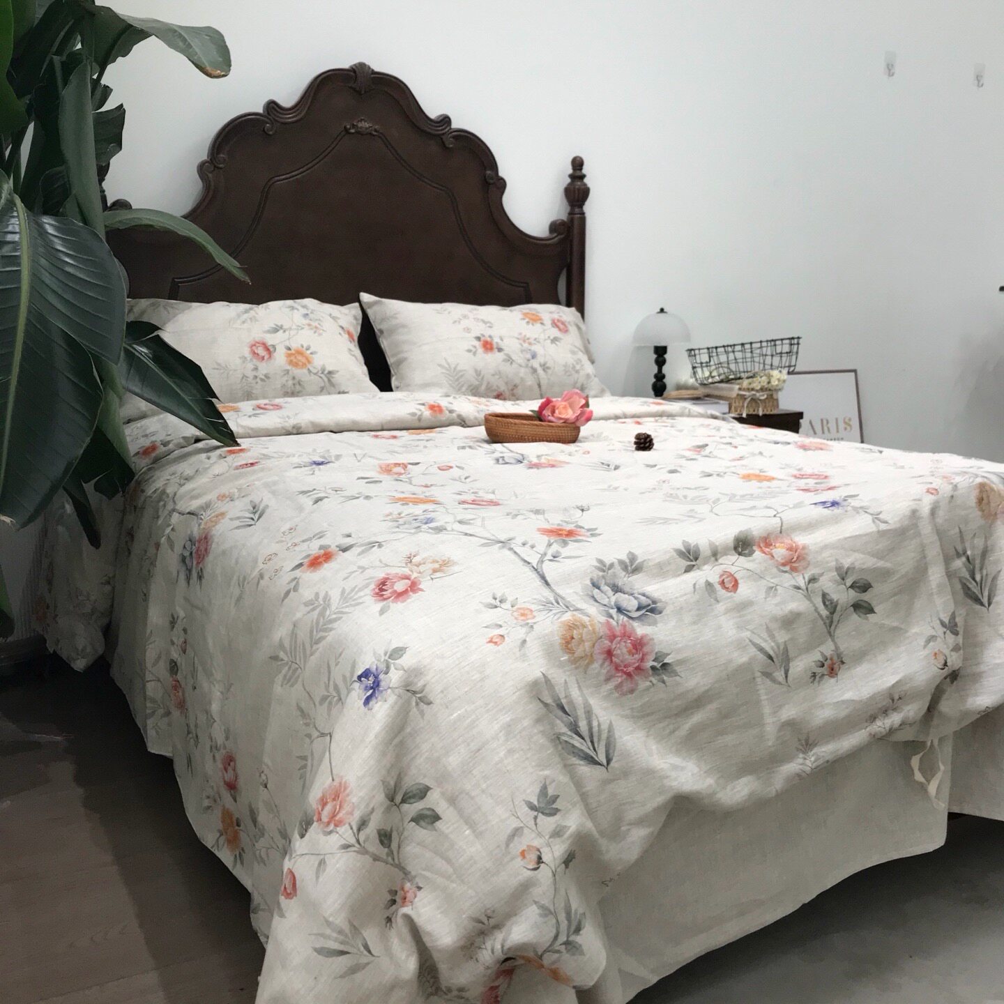 100%纯汉麻印花四件套美式复古田园麻类床上用品