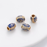 29# синий сапфир | Алмазные бусины-проставки из медного песка и золота в форме капель, овальные 8х10мм, диаметр отверстия около 3мм, 1 шт./пакет