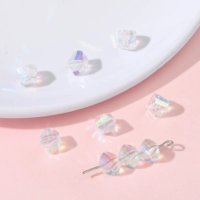 15 # скрученные бусины | бусины стеклянные хрустальные 8х6мм, диаметр отверстия около 1мм, цвет белый AB, примерно 10 шт./пакет