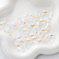 24 # галстук-бабочка | Цветные бусины со стеклянным покрытием 10х8мм, диаметр около 1,5мм, белые AB, 10 шт./пакет