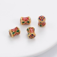 33# красный и зеленый | Медный песок, золото, капли, масляные резные бусины-проставки, поясные бусины-барабаны, 8x10 мм, диаметр отверстия около 1,5 мм 1 шт./пакет