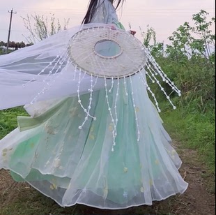 春时汉服重工水晶帘帷幕夜魅古风纱笠拍照摄影写真遮容面纱斗笠帽