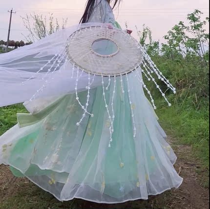 春时汉服重工水晶帘帷幕夜魅古风纱笠拍照摄影写真遮容面纱斗笠帽