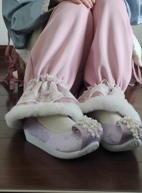 原创新款汉服马面裙衬裤加绒加厚白色防静电百搭打底裤保暖居家裤