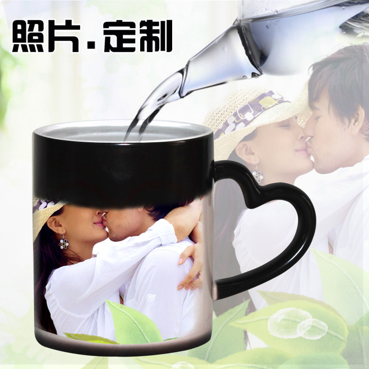 可印照片杯子定制变色加热水变图案马克杯订做个性创意情侣生日礼