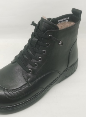 意尔康女靴冬季新款真皮短靴女加厚绒靴子冬妈妈棉鞋S764AM07151X