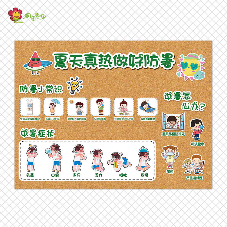 幼儿园夏天防溺水预防中暑常识游泳六不准安全教育主题墙环创贴画